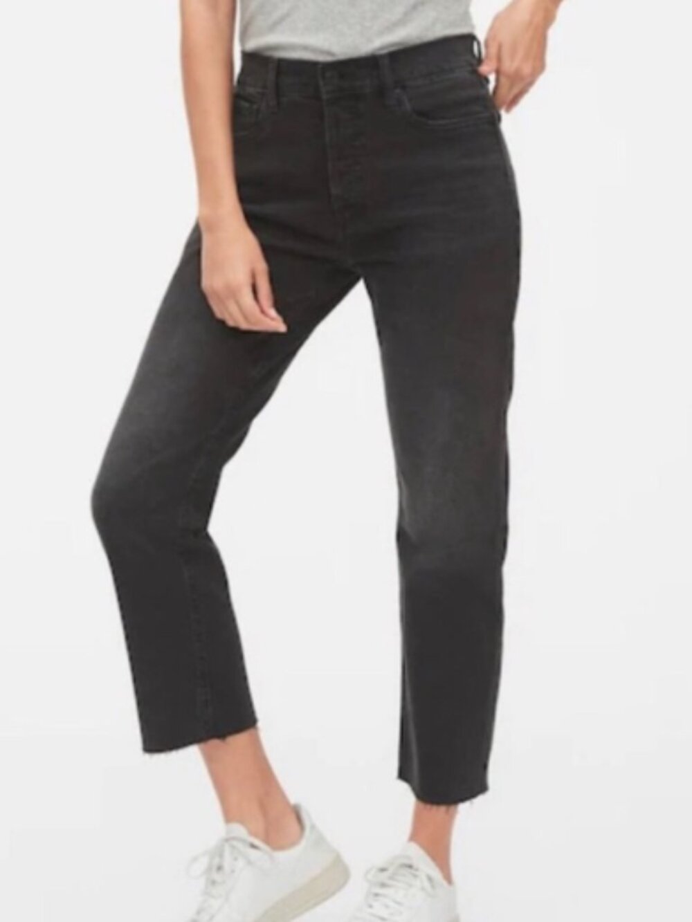 GAP Cheeky Straight High Rise Jeans, Hits Above Ankle, Raw Cuff - Womens 29 / 8R